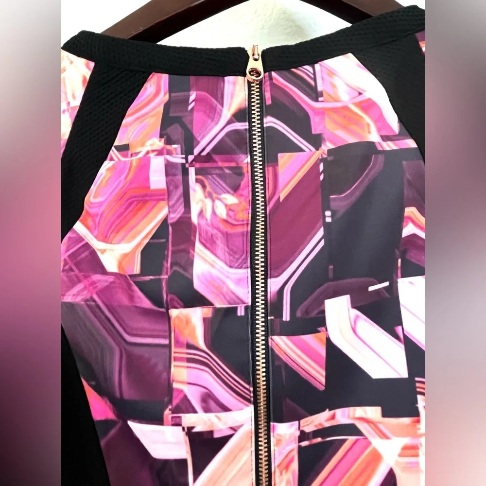 TED BAKER LONDON $325 Jasmaii Geometric Print Midi Dress Sz. 0/US Sz. 2 BNWOT - Picture 7 of 10